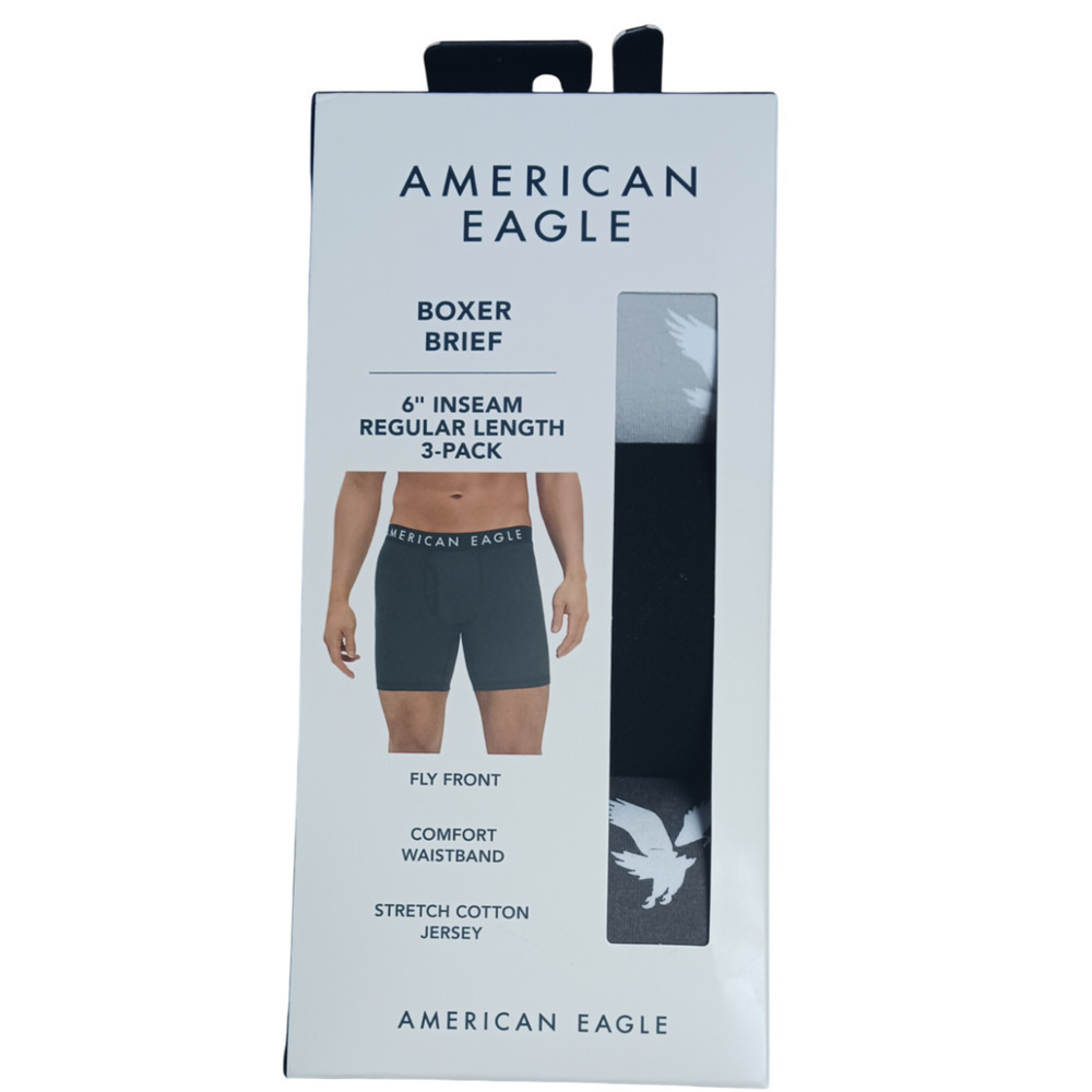 American Eagle Mens 3-Pack Classic 6" Boxer Brief Multi-Color X-Small (26-28")